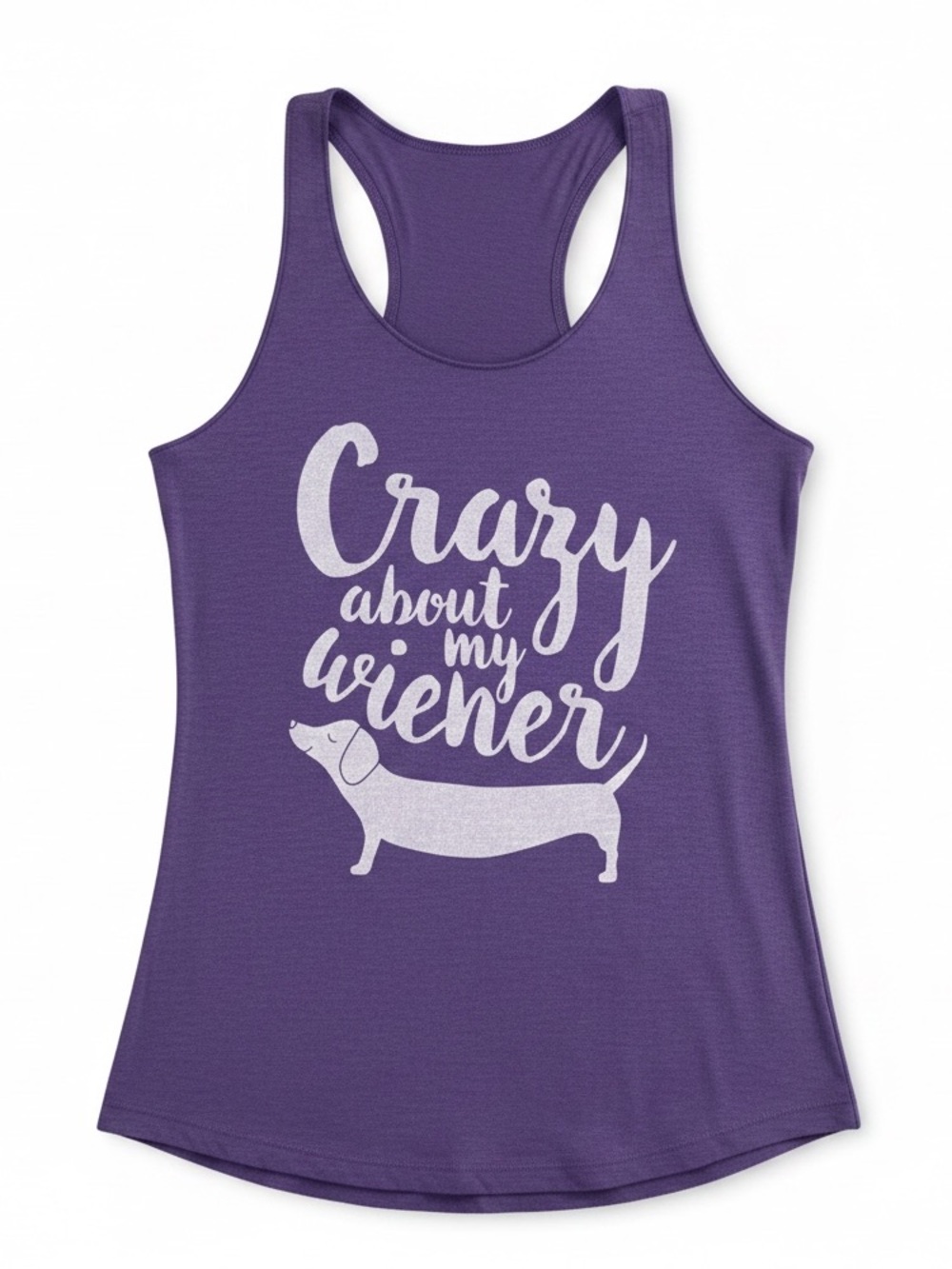 AMERICAN APPAREL GRAPHIC PRINT CRAZY ABOUT MY WIENER PURPLE TANK TOP SIZE LARGE